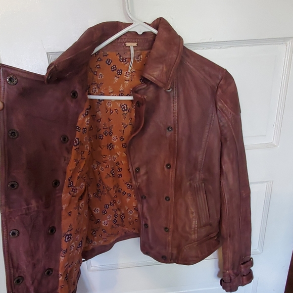 NEW Free People Lamb Leather Moto Jacket CoatZ52-3 - Picture 4 of 5